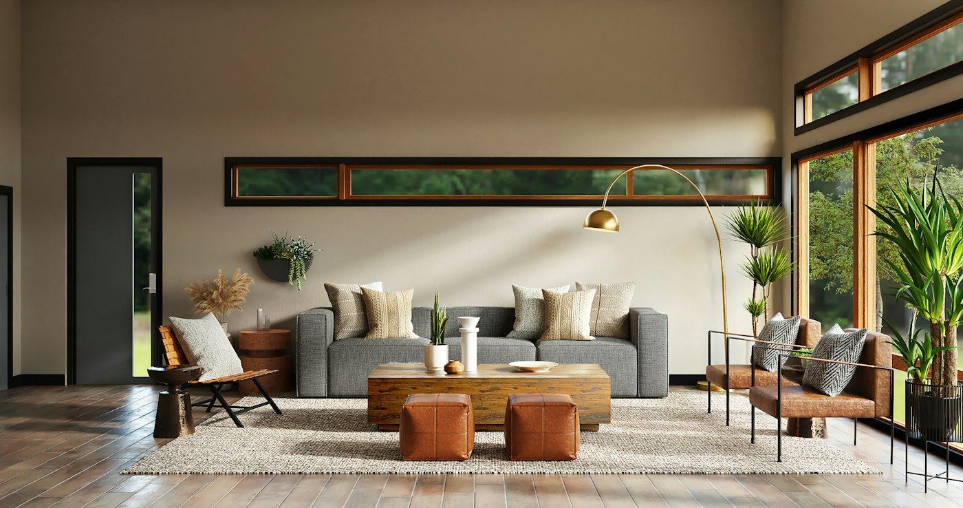 Vecene calm living room with natural light